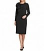 Preston & York Crepe Oversized Bow Front Crew Neck Long Sleeve Snap Front Jacket & Crepe Crew Neck Midi Dress - Image 1
