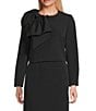Preston & York Crepe Oversized Bow Front Crew Neck Long Sleeve Snap Front Jacket & Crepe Crew Neck Midi Dress - Image 2