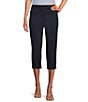 Color:Navy - Image 1 - Cannell Stretch Cotton Straight Leg Capri Pants
