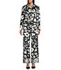 Preston & York Preston & York Coordinating Kinsley Tie Button Front Long Sleeve Blouse, Color:Black/White Floral - Image 3