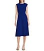 Preston & York Crepe Round Neck Cap Sleeve Sophia Midi Dress, Color:Cobalt - Image 1