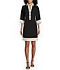 Preston & York Ethel 3/4 Sleeve Stretch Twill Shift Dress, Color:Black/Navy - Image 1