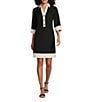 Preston & York Ethel 3/4 Sleeve Stretch Twill Shift Dress, Color:Black/Navy - Image 1