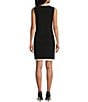 Color:Black - Image 2 - Fallon Color Block Split V-Neck Sleeveless Pocketed Shift Dress