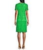 Color:Pear - Image 2 - Felicia Lace Short Sleeve Crew Neck Knee Length Sheath Dress