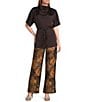 Preston & York Giselle Satin Mock Neck Short Sleeve Blouse - Image 3
