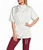 Preston & York Giselle Satin Mock Neckline Short Sleeve Blouse - Image 1