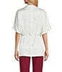 Preston & York Giselle Satin Mock Neckline Short Sleeve Blouse - Image 2