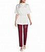 Preston & York Giselle Satin Mock Neckline Short Sleeve Blouse - Image 3