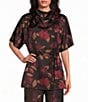 Preston & York Giselle Satin Mock Neckline Short Sleeve Coordinating Blouse - Image 1