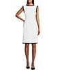 Color:White - Image 1 - Glenda Stretch Tweed Sleeveless Coordinating Shift Dress