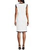 Color:White - Image 2 - Glenda Stretch Tweed Sleeveless Coordinating Shift Dress