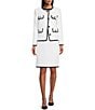 Color:White - Image 3 - Glenda Stretch Tweed Sleeveless Coordinating Shift Dress