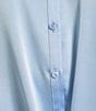 Preston & York Kinsley Tie Hem Button Front Collar Long Sleeve Fabric Button Front Satin Shirt, Color:Mist - Image 4