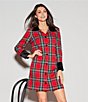 Color:Cherry Pine Plaid - Image 4 - Laurel Novelty Plaid Print Long Sleeve Shirt Dress