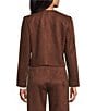 Preston & York Leighton Stretch Suede Crew Neckline Long Sleeve Jacket, Color:Chestnut - Image 2