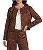 Preston & York Leighton Stretch Suede Crew Neckline Long Sleeve Jacket, Color:Chestnut - Image 1