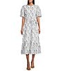 Preston & York Lisa Embroidered Round Neckline Short Sleeve Midi Dress, Color:Floral/Paisley - Image 1
