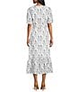 Preston & York Lisa Embroidered Round Neckline Short Sleeve Midi Dress, Color:Floral/Paisley - Image 2