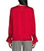 Color:Cherry - Image 2 - Long Sleeve Crew Neck Florence Blouse