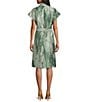 Preston & York Mae Mikado Sheath Button Front Belted Short Sleeve Zebra Print Dress, Color:Green Zebra - Image 2