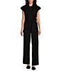 Preston & York Mia Ponte Mid Rise Pleated Front Tapered Point Long Pant, Color:Black - Image 3
