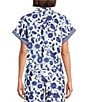Preston & York Mirabelle Short Sleeve Floral Button Front Collar Coordinating Blouse, Color:Floral - Image 2