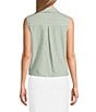 Preston & York Monday Woven Stripe Button Placket Collar Sleeveless Blouse, Color:Green Stripe - Image 2