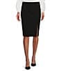 Color:Black - Image 1 - Morgan Twill Crepe Side Slit Coordinating Pencil Skirt
