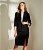 Color:Black - Image 4 - Morgan Twill Crepe Side Slit Coordinating Pencil Skirt