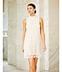 Preston & York Rita Lace Mock Neckline Tie Back Dress, Color:White/biscuit - Image 4