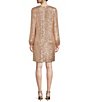 Color:Champagne - Image 2 - Rosa Jewel Neck Long Blouson Sleeve Sequin Dress