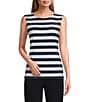 Color:Stripe - Image 1 - Selena Sleeveless Jersey Knit Tank