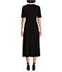 Color:Black - Image 2 - Sydney V-Neck Short Sleeve Tie Waist Midi Dress