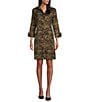 Color:cheetah - Image 1 - Taffeta Shift Long Sleeve Midi Thea Dress