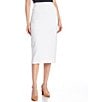 Color:White - Image 1 - Taylor Stretch Crepe Suiting Midi Pencil Skirt
