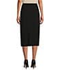 Color:Black - Image 2 - Taylor Stretch Crepe Suiting Midi Pencil Skirt
