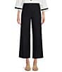 Color:Dark Navy - Image 1 - Thea Flat Front Cropped Linen Pants