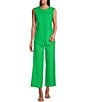 Color:Pear - Image 3 - Thea Flat Front Cropped Linen Pants