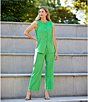 Color:Pear - Image 5 - Thea Flat Front Cropped Linen Pants