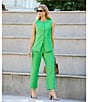 Color:Pear - Image 6 - Thea Flat Front Cropped Linen Pants