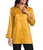 Preston & York Thea Stretch Taffeta Collar Neckline Long Sleeve Blouse - Image 5