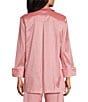 Color:Rose - Image 2 - Thea Stretch Taffeta Cuffed Long Sleeve Button Up Point Collar Coordinating Blouse