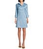 Preston & York Thea Taffeta 3/4 Sleeve Point Collar Dress, Color:Mist - Image 1