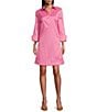 Preston & York Thea Taffeta 3/4 Sleeve Point Collar Dress, Color:Cosmo - Image 1