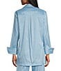 Preston & York Thea Taffeta Cuffed Long Sleeve Point Collar Button Front Blouse, Color:Mist - Image 2