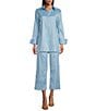Preston & York Thea Taffeta Cuffed Long Sleeve Point Collar Button Front Blouse, Color:Mist - Image 3