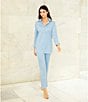 Preston & York Thea Taffeta Cuffed Long Sleeve Point Collar Button Front Blouse, Color:Mist - Image 5