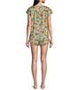 Color:Spring Meadow - Image 2 - Short Sleeve Pintuck Detail Woven Bunny Trail Shorty Pajama Set