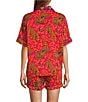 Printfresh Bagheera Satin Thermoregulating Short Sleeve Notch Collar Shorty Pajama Set, Color:Fuchsia - Image 2